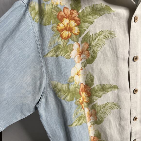 Tommy Bahama Men’s Hawaiian Camp Shirt – Large – Blue Floral – Silk Button‑Up - Picture 2 of 10